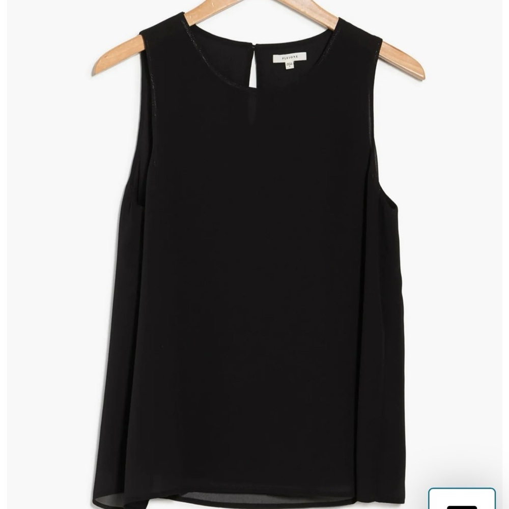 Black Sleeveless Double Layer Woven Blouse